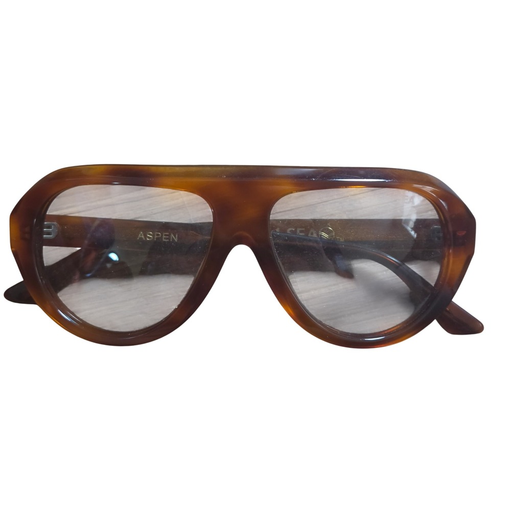 I-SEA Aspen Sunglasses Oversized Aviator Tortoise Shell Flat Top Clear Lens